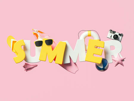 3d Summer text banner designの写真素材
