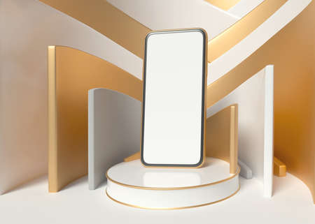 3D Illustration. Smartphone with blank white screen.の写真素材