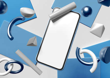 3D Illustration. Smartphone with blank white screen.の写真素材