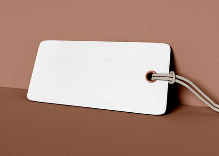 3D Illustration. White blank tag.