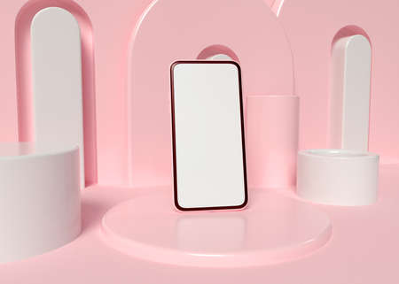 3D Illustration. Smartphone with blank white screen.の写真素材