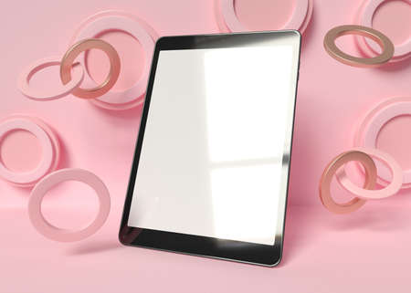 3D Illustration. Digital tablet with blank screen.の写真素材