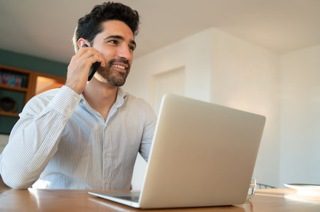 Business man working at home. Home office.の写真素材