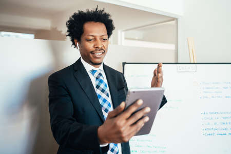 Businessman on a video call.の写真素材