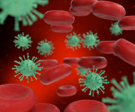 3D Illustration. Microorganisms in human body.の写真素材