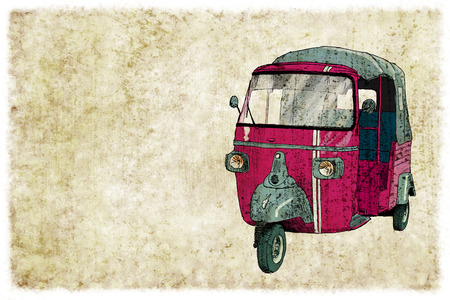 Digital vintage illustration of a tuc tucの写真素材