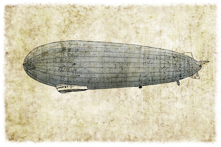 Digital vintage illustration of a zeppelin