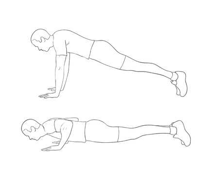 Digital illustration of a fittness man doing push upsの写真素材