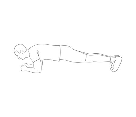 Digital illustration of a fittness man doing plankの写真素材