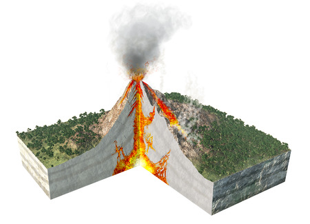 Digital  illustration of parts of a volcanoの写真素材