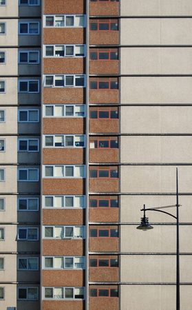 Wall of highrise public housing building