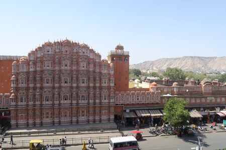 Jaipur, India - 20 march 2017, Beautiful red Hawa Mahal in afternoon light