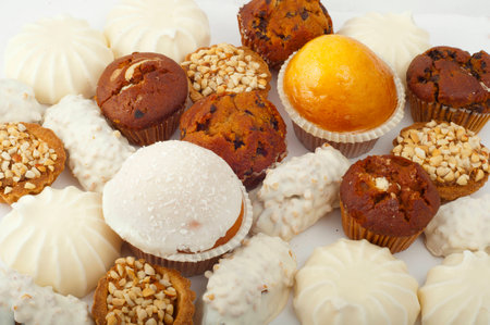 appetizing mix of different Cake and marshmallowsの写真素材