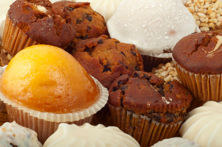 appetizing mix of different Cake and marshmallowsの写真素材