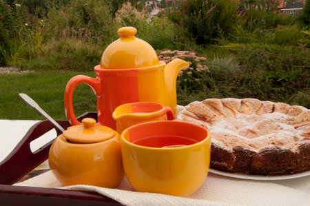 tea party in the gardenの写真素材