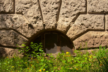 window in the basement of an old house