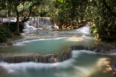 Waterfalls in Laosの写真素材
