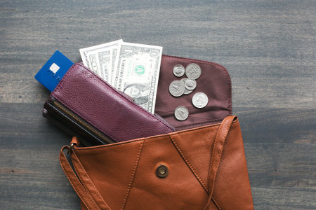 purse with moneyの写真素材