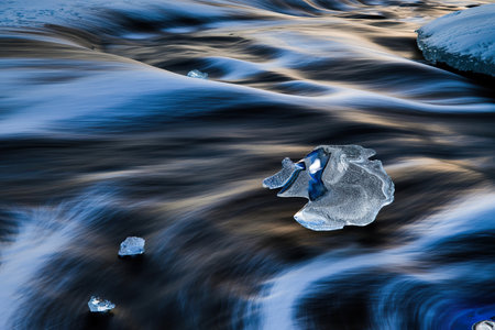 Blue liquid marble background abstract flowing textureの写真素材