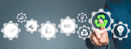 ESG concept of environmental, Green ethical business preserving resources, reducing CO2