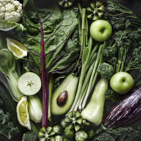 Mixed vegetables flat lay vegan diet