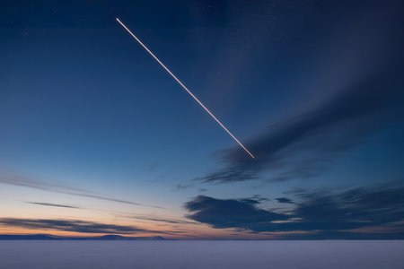 Star in the dark blue sky over Greenland