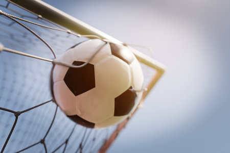 Soccer into goal success conceptの写真素材