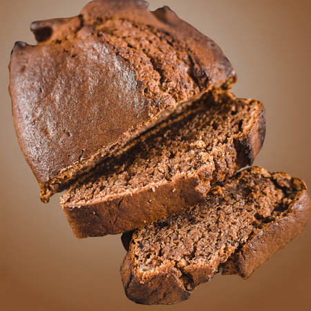 Sliced banana bread with walnuts