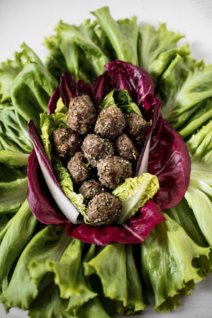 Freshly cooked homemade meatballs