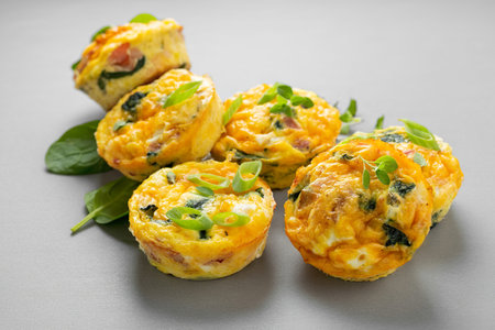 Healthy spinach and bacon egg muffins, high protein and low carb breakfast