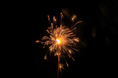 An abstract shot of a burning firework fuseの写真素材