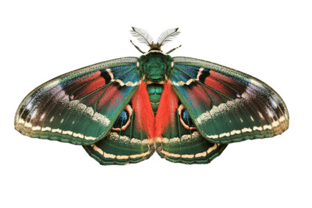 giant peacock moth isolated on a white background