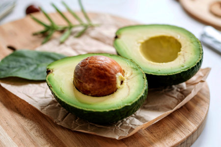 Avocado on wood table ,Healthy food concept