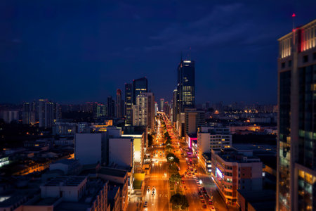 The blurred nightlights city night view