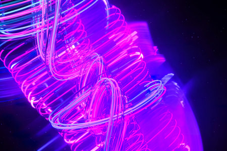 Abstract neon lights swirling spiral design