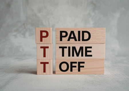 Image showing wooden blocks with 'PTT' and 'PAID TIME OFF' text, symbolizing paid time off concept.の写真素材