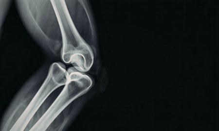 Detailed x-ray image of human elbow joint showing bone structureの写真素材