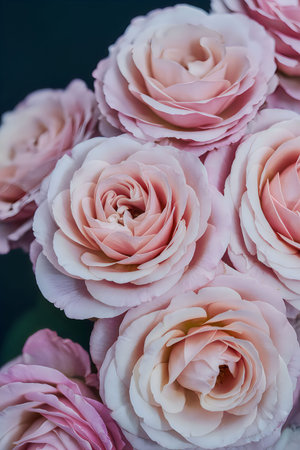 The image shows a close-up view of a bunch of pink roses.