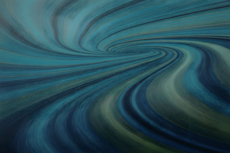 The image features a mesmerizing display of swirling patterns in shades of blue and green, creating...