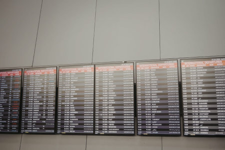a row of posters with white text on a gray background