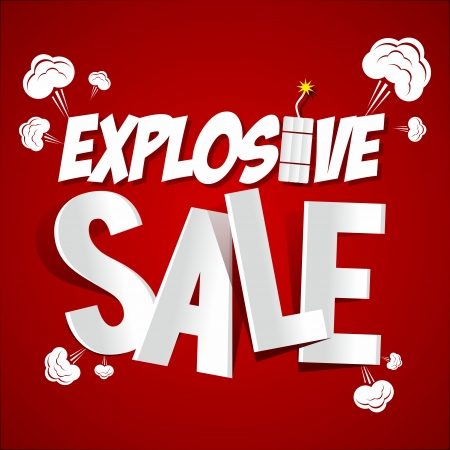 Explosive Sale on red background vector illustrationのイラスト素材
