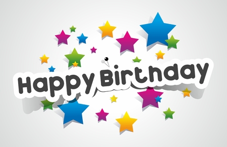 Happy Birthday coloured card on gradient background vector illustrationのイラスト素材