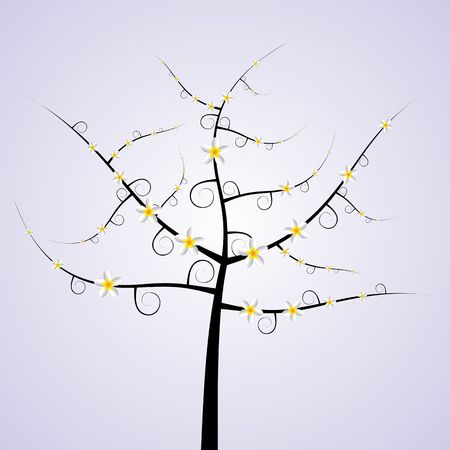 Abstract Decorative Frangipani Flowers on a Tree vector illustrationのイラスト素材