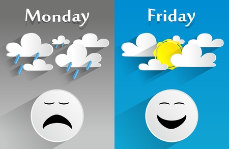 Conceptual Feeling Monday to Friday vector illustration Conceptual Feeling Monday to Friday vector illustration