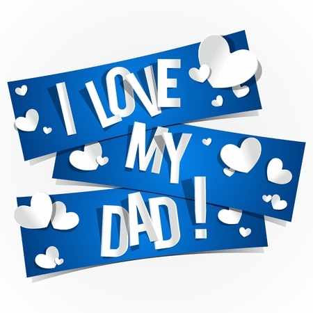 I Love My Dad Banners With Hearts vector illustrationのイラスト素材