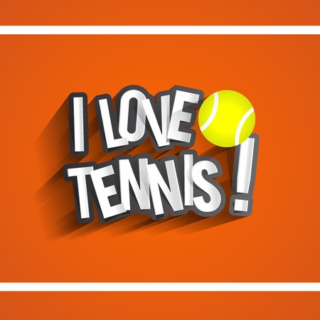 I Love Tennis Design On Orange Tennis Court Background vector illustrationのイラスト素材