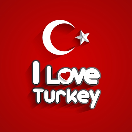 I Love Turkey Design On Red Background vector illustrationのイラスト素材