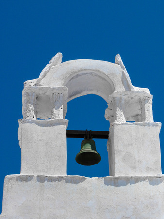 Chora Church Bell in the Capital of Amorgos Island, Cyclades, Greeceの写真素材