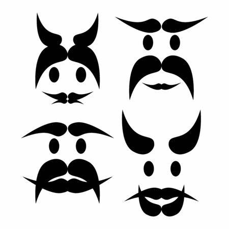 Funny faces abstract vector illustration made with mustacheのイラスト素材
