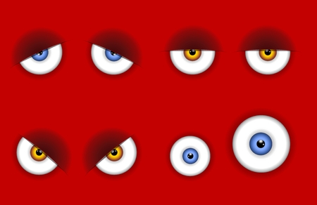 Funny cartoon eyes vector illustration background expressionsのイラスト素材